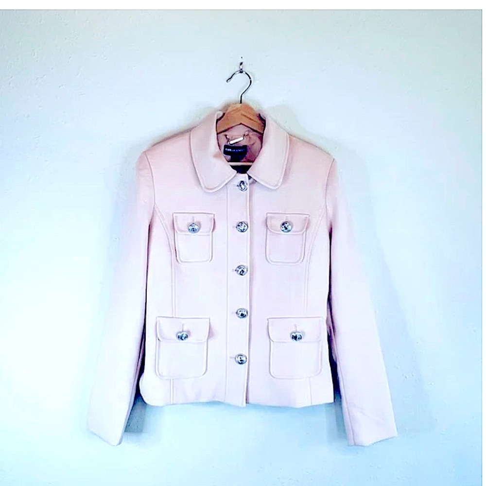 KARL LAGERFELD PARIS Pink Blazer with silver military style buttons